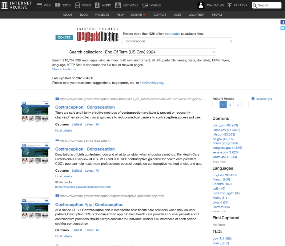 screenshot of the EoT captures for the keyword search 